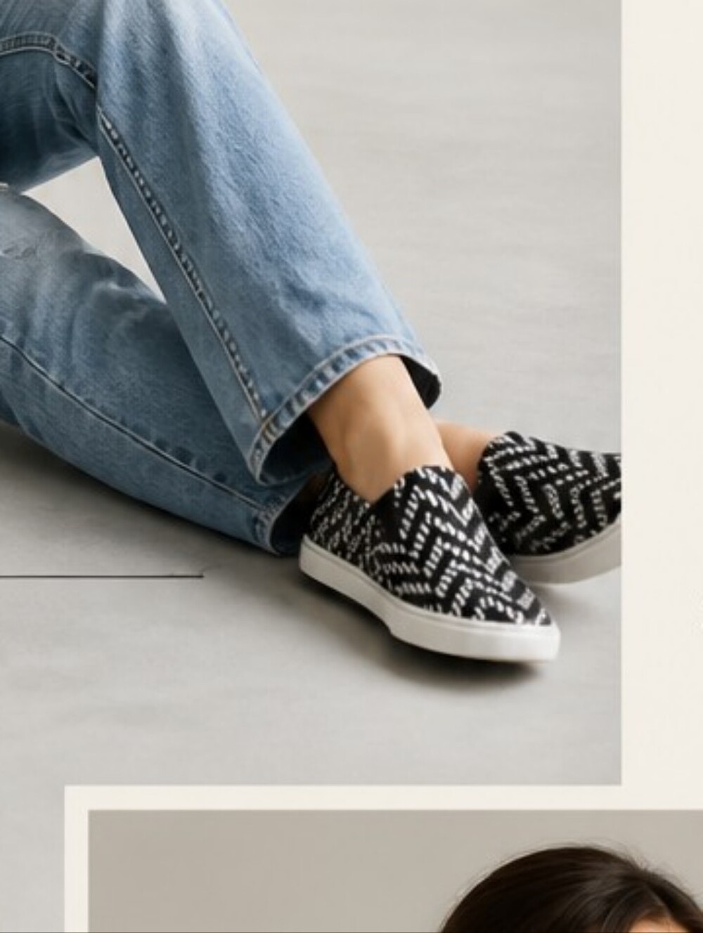 Women's Naturalizer Woven Lightweight Sneakers Black White Pattern Slip-On 9.5